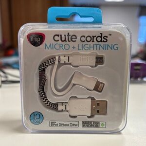 h.i.p. Cute Cords Micro + Lightning Cable - Black and White